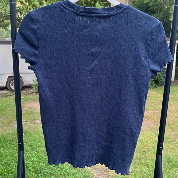 Splendid Navy Blue Como Pointelle T-Shirt XS - Picture 4 of 12
